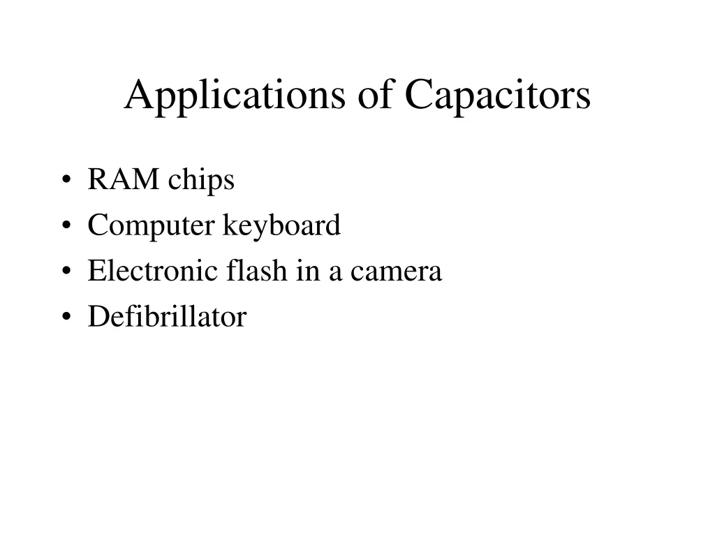 applications of capacitors