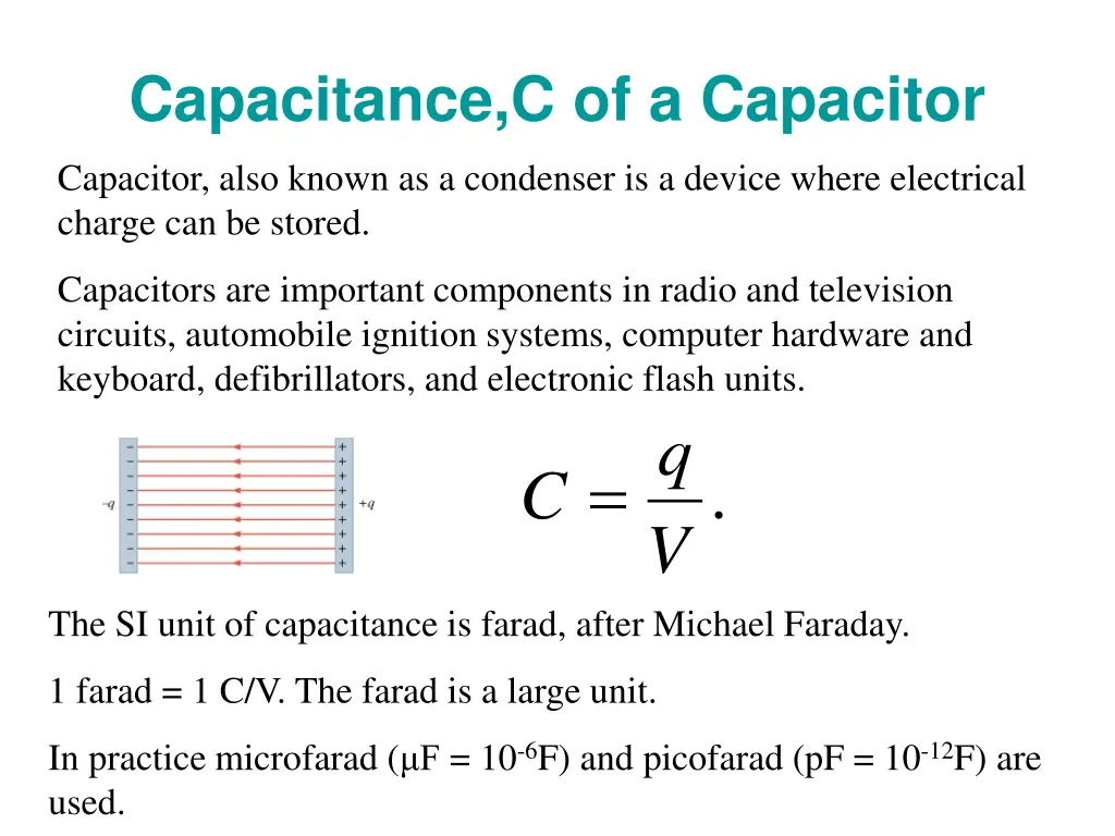 capacitance c of a capacitor