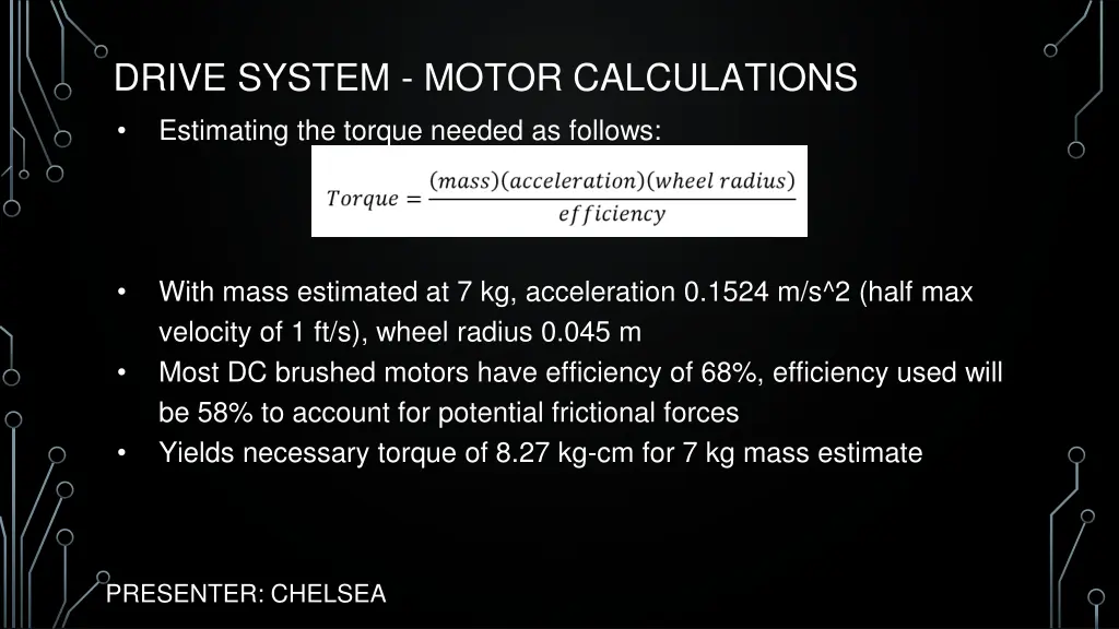 drive system motor calculations