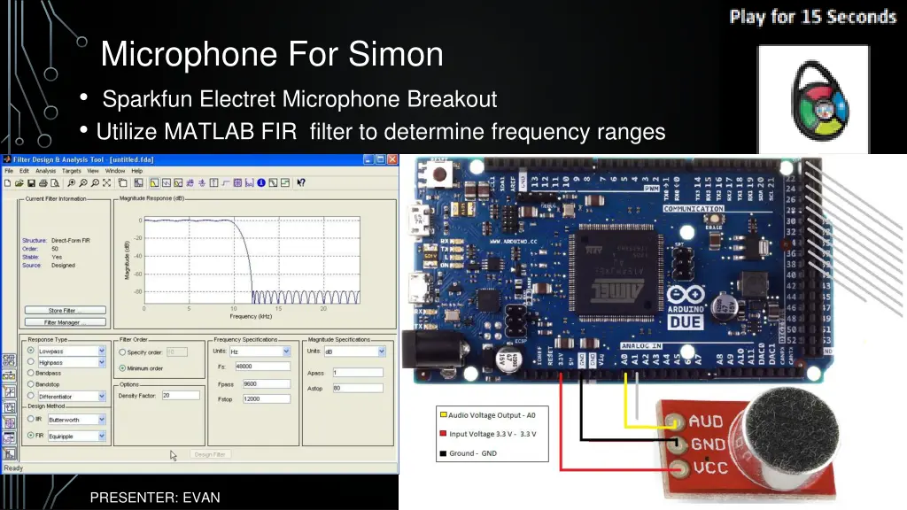 microphone for simon sparkfun electret microphone