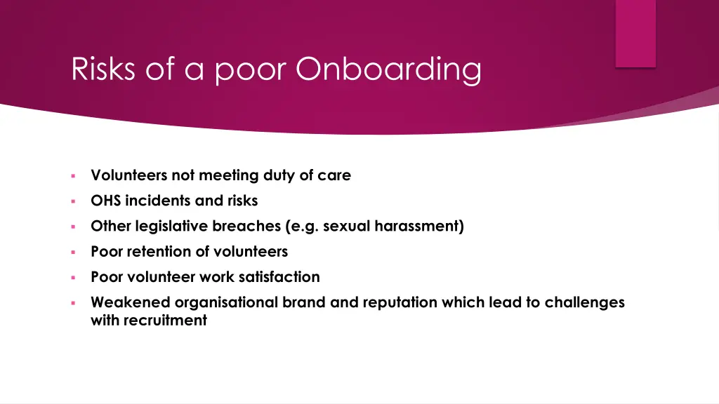 risks of a poor onboarding