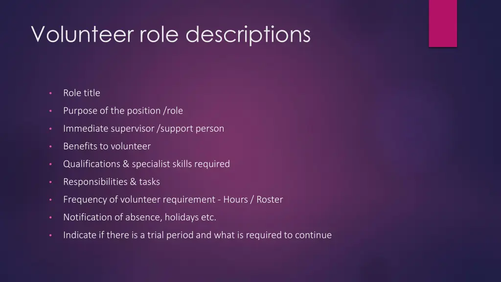 volunteer role descriptions