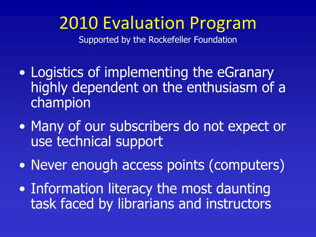 2010 evaluation program supported