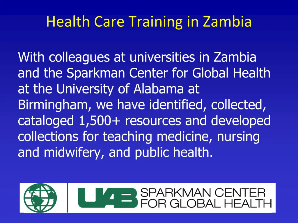 health care training in zambia