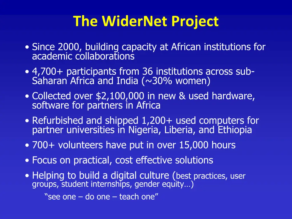 the widernet project