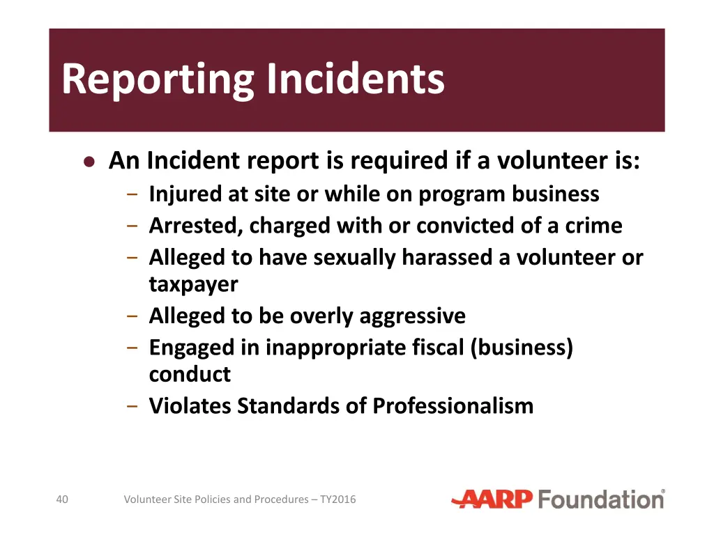 reporting incidents