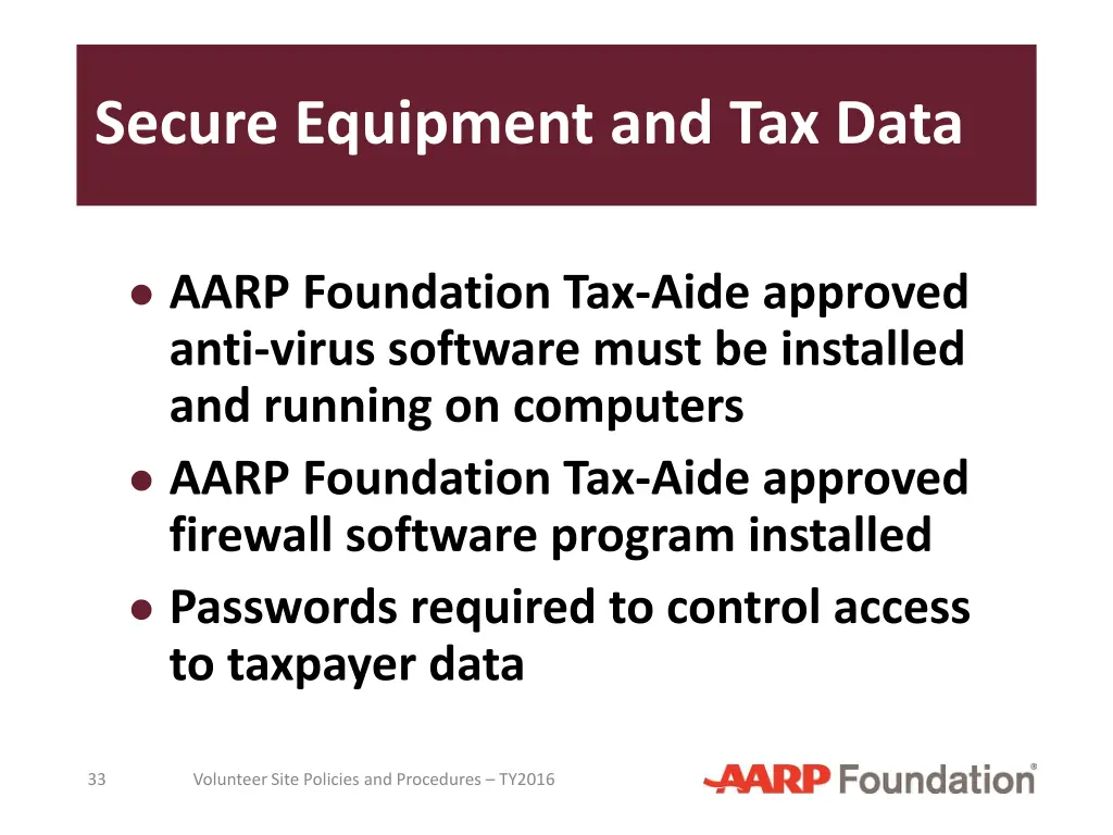 secure equipment and tax data