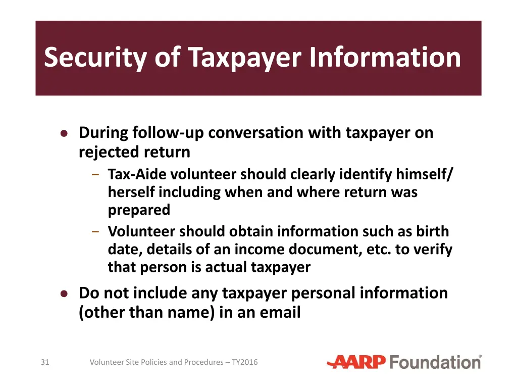 security of taxpayer information