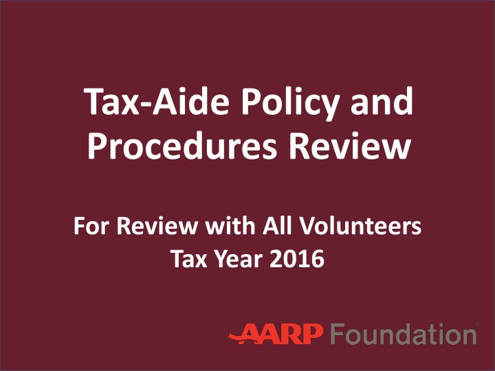 tax aide policy and procedures review