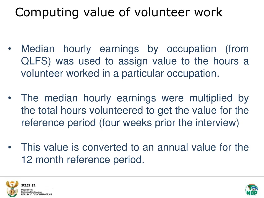 computing value of volunteer work