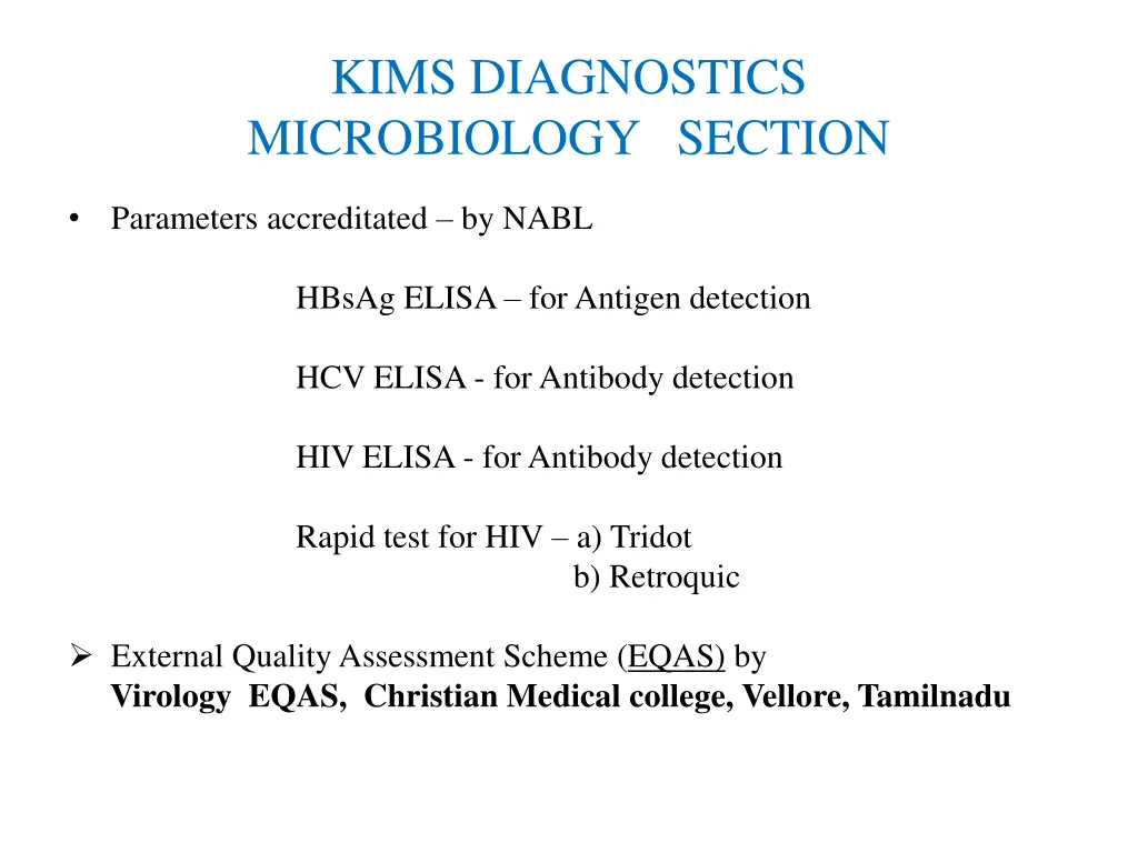 kims diagnostics microbiology section