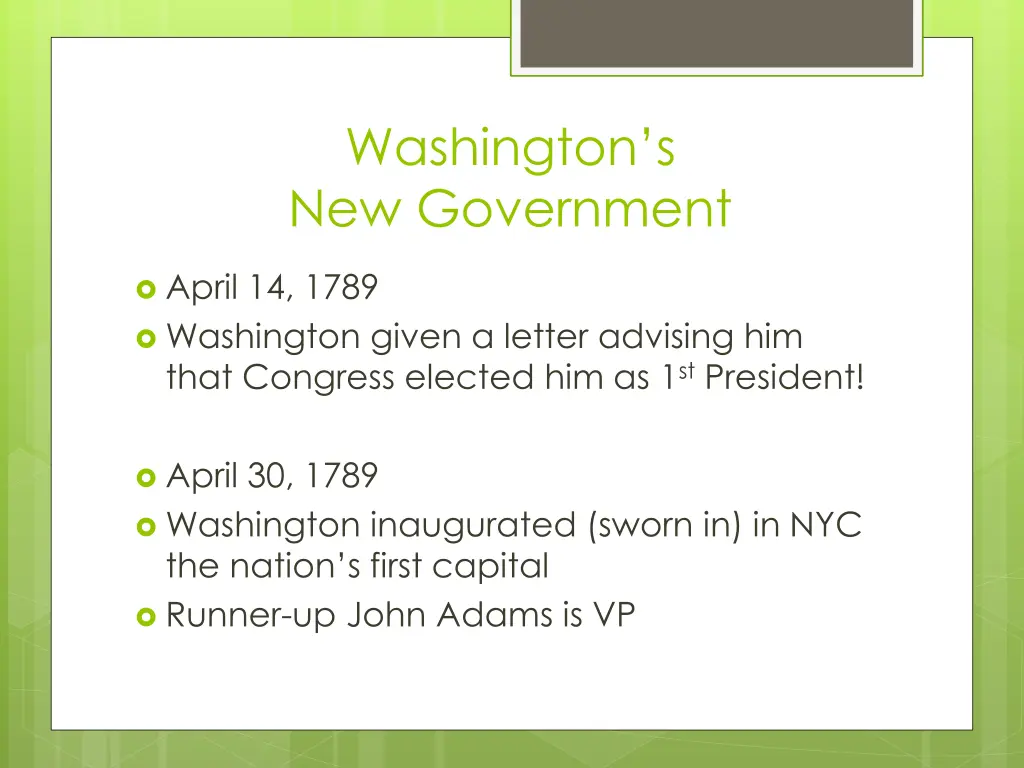 washington s new government