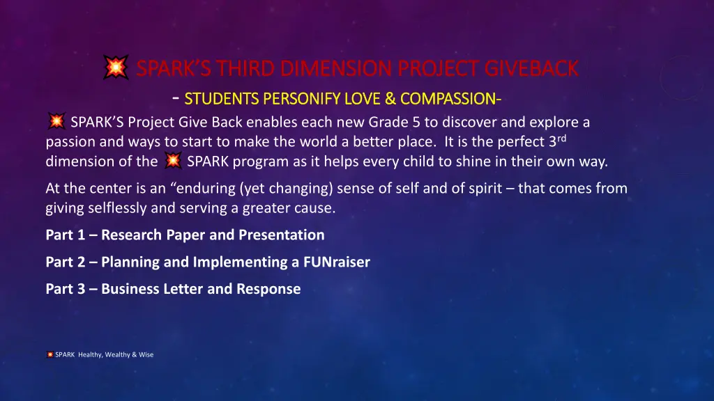 spark s third dimension project giveback spark