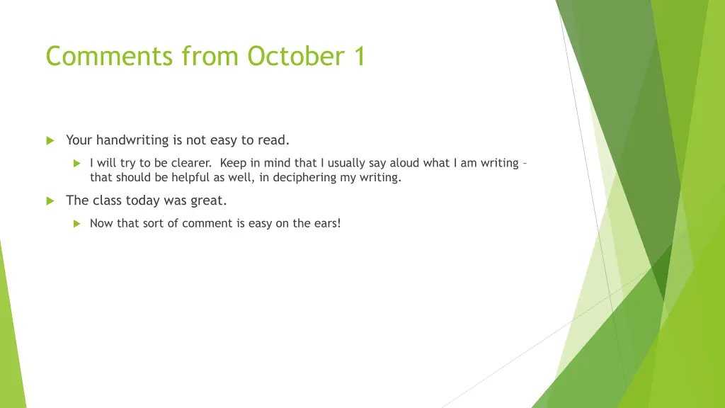 comments from october 1