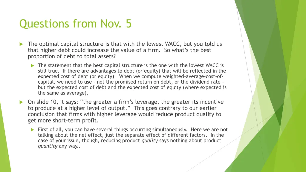 questions from nov 5 2
