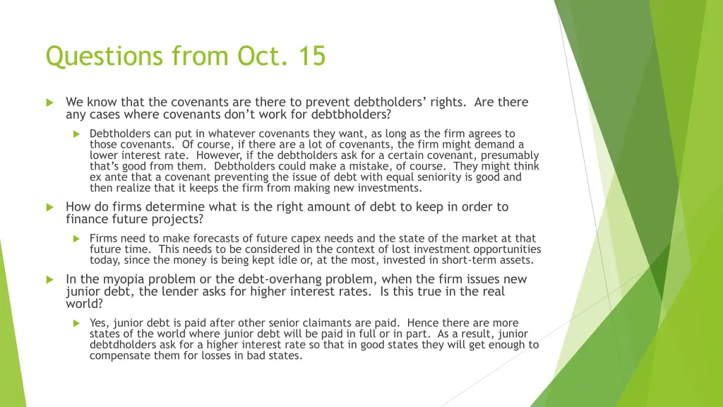 questions from oct 15