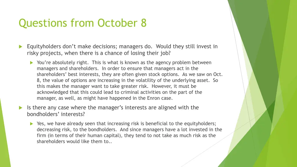 questions from october 8