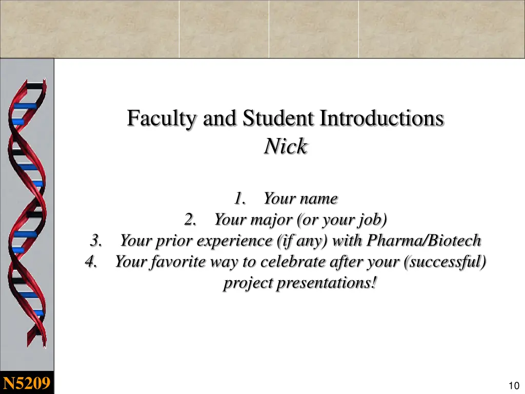 faculty and student introductions nick