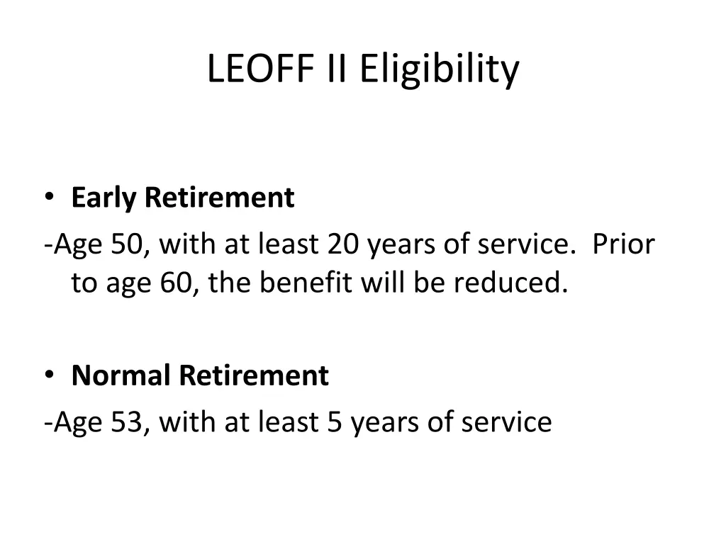leoff ii eligibility