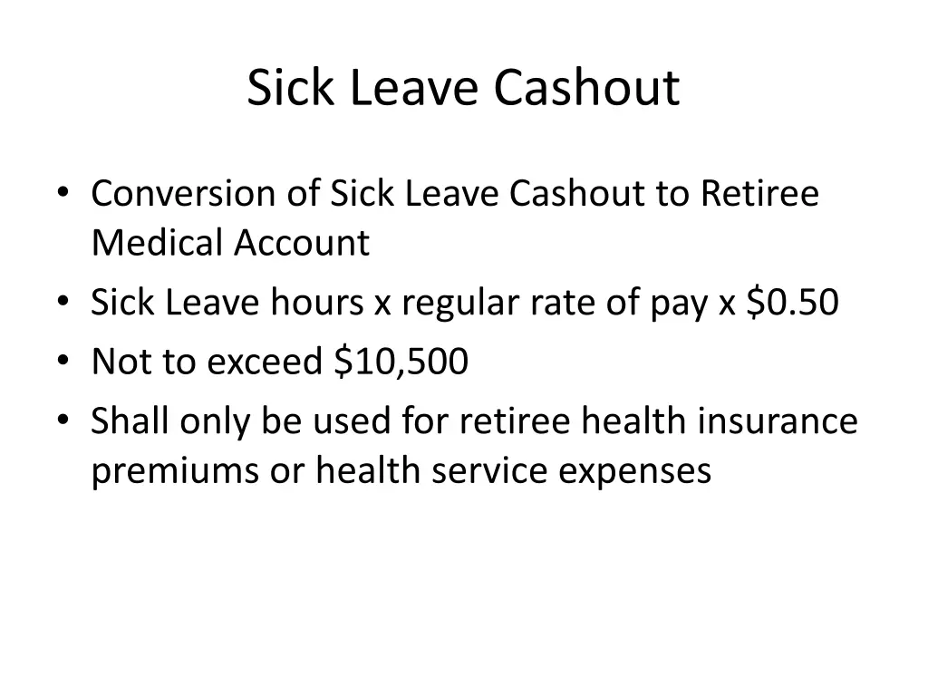 sick leave cashout
