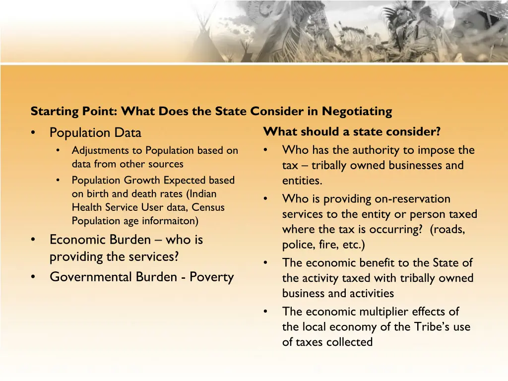 starting point what does the state consider