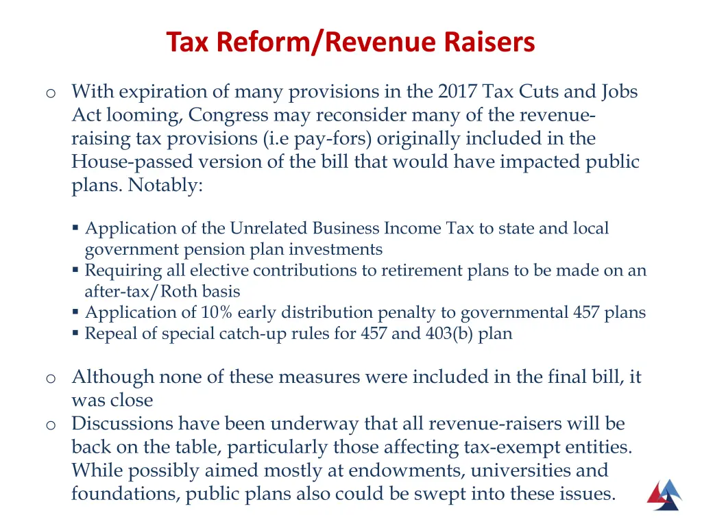 tax reform revenue raisers