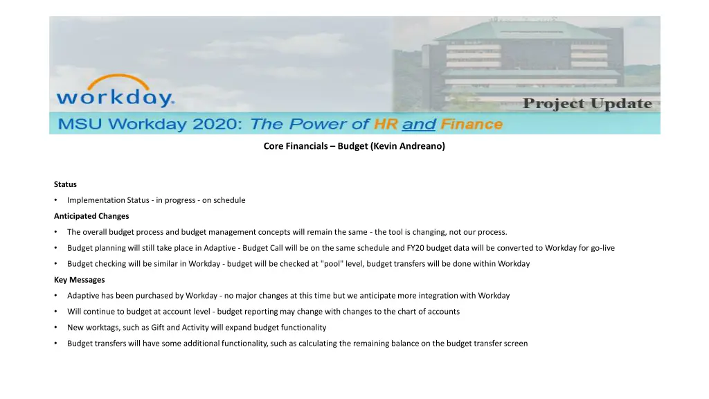 core financials budget kevin andreano