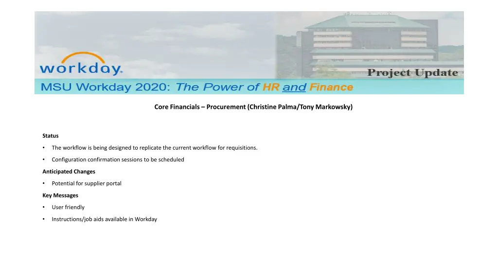 core financials procurement christine palma tony