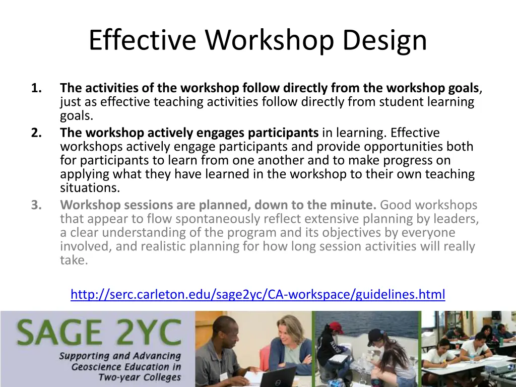 effective workshop design