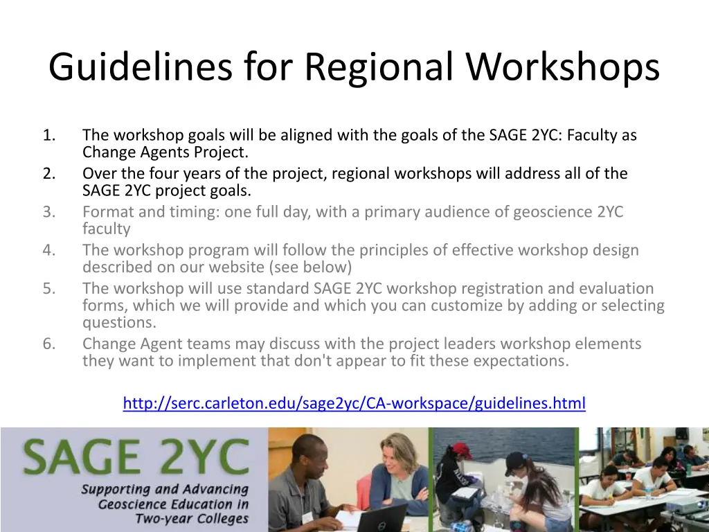 guidelines for regional workshops