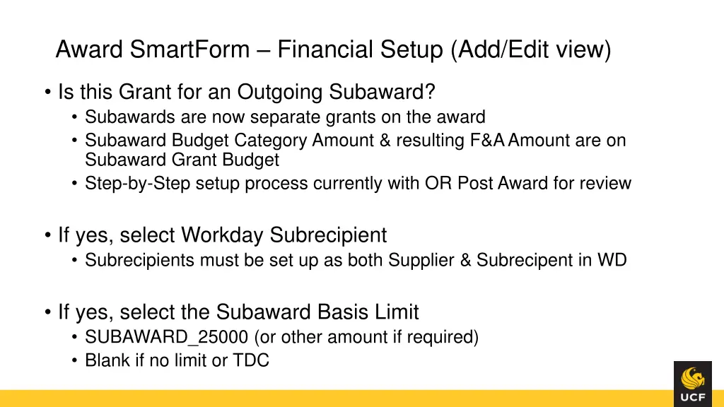 award smartform financial setup add edit view 2