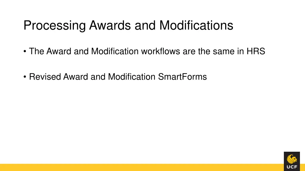 processing awards and modifications