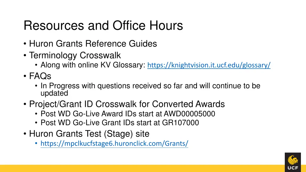 resources and office hours