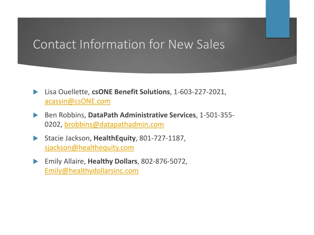 contact information for new sales