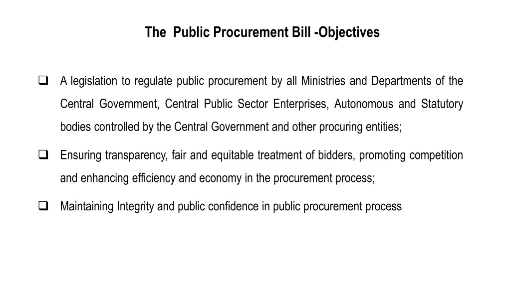 the public procurement bill objectives