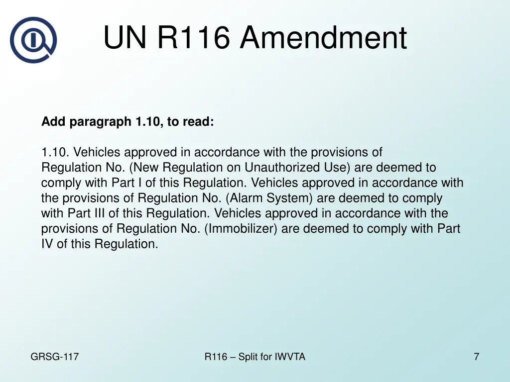 un r116 amendment