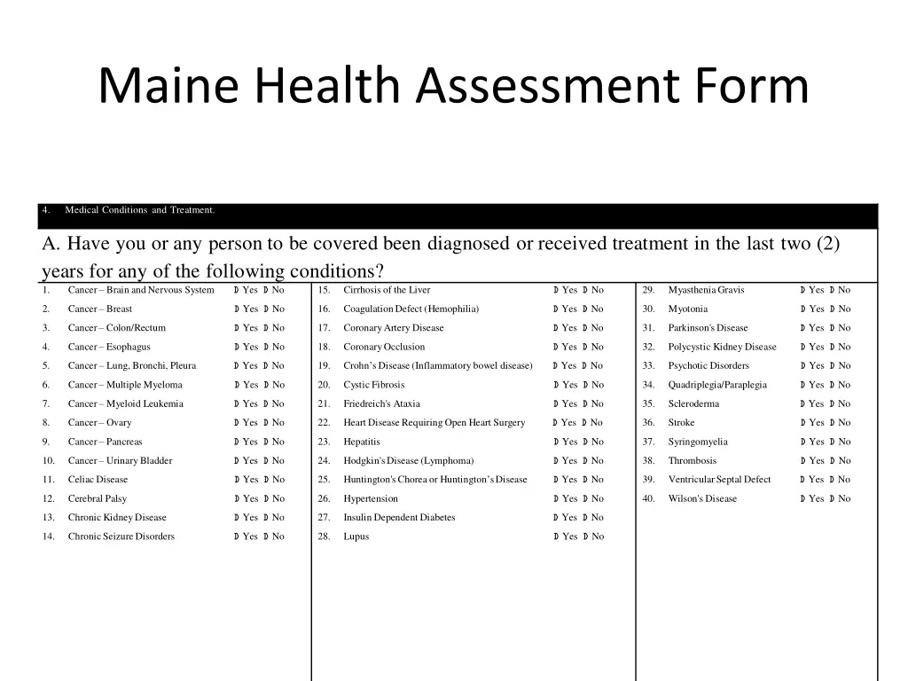 maine health assessment form