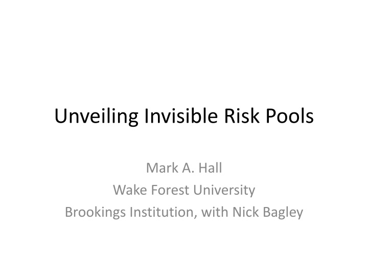 unveiling invisible risk pools