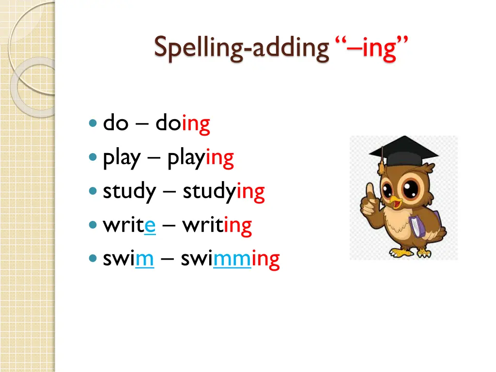 spelling adding ing