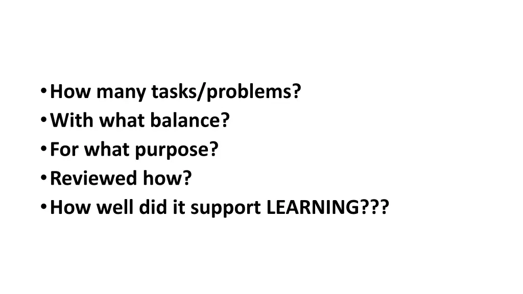 how many tasks problems with what balance