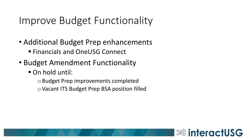 improve budget functionality