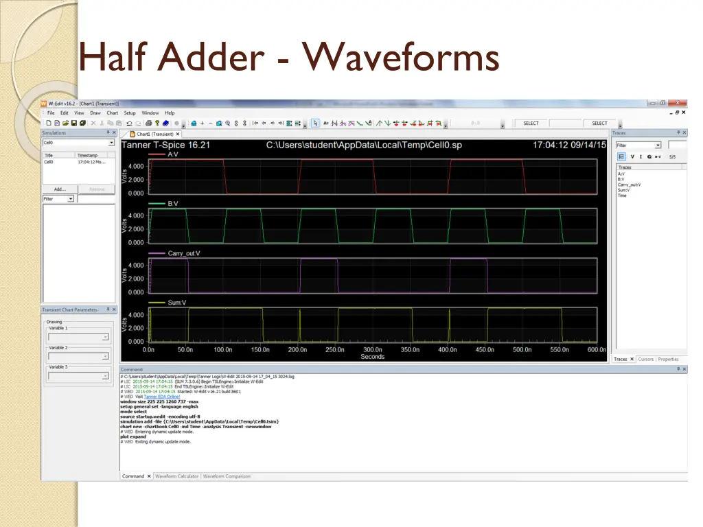 half adder waveforms