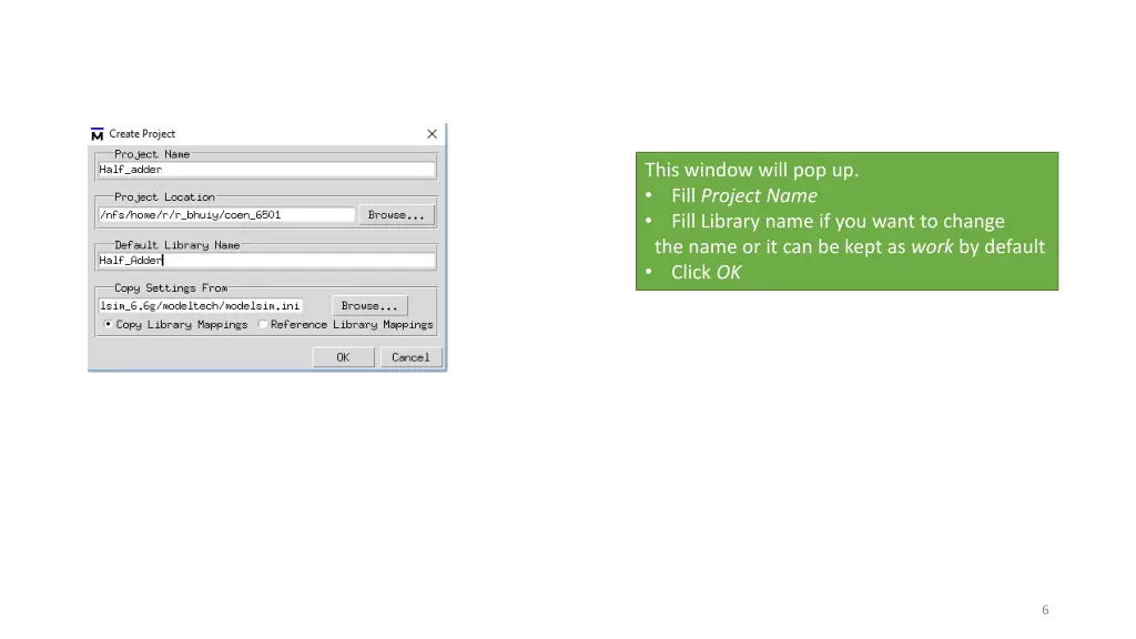 this window will pop up fill project name fill