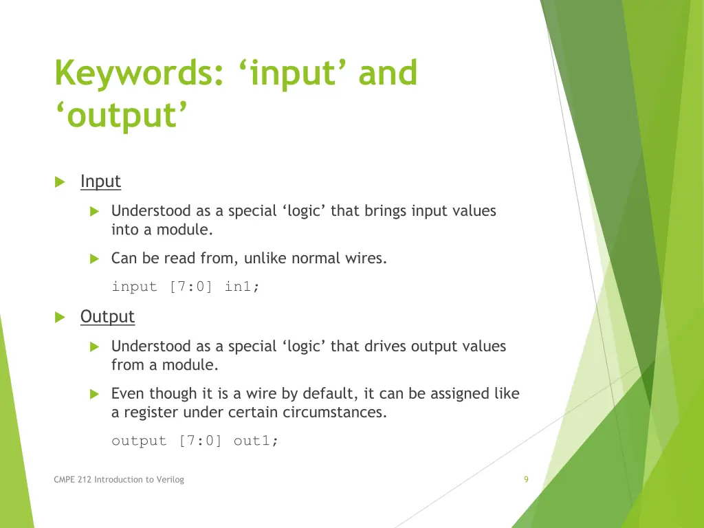 keywords input and output