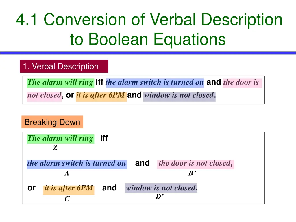 4 1 conversion of verbal description to boolean 2