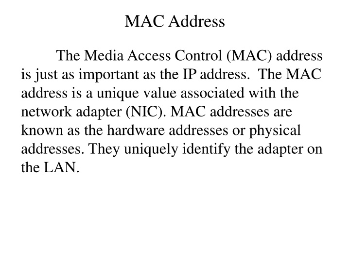 mac address