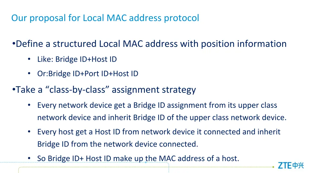 our proposal for local mac address protocol