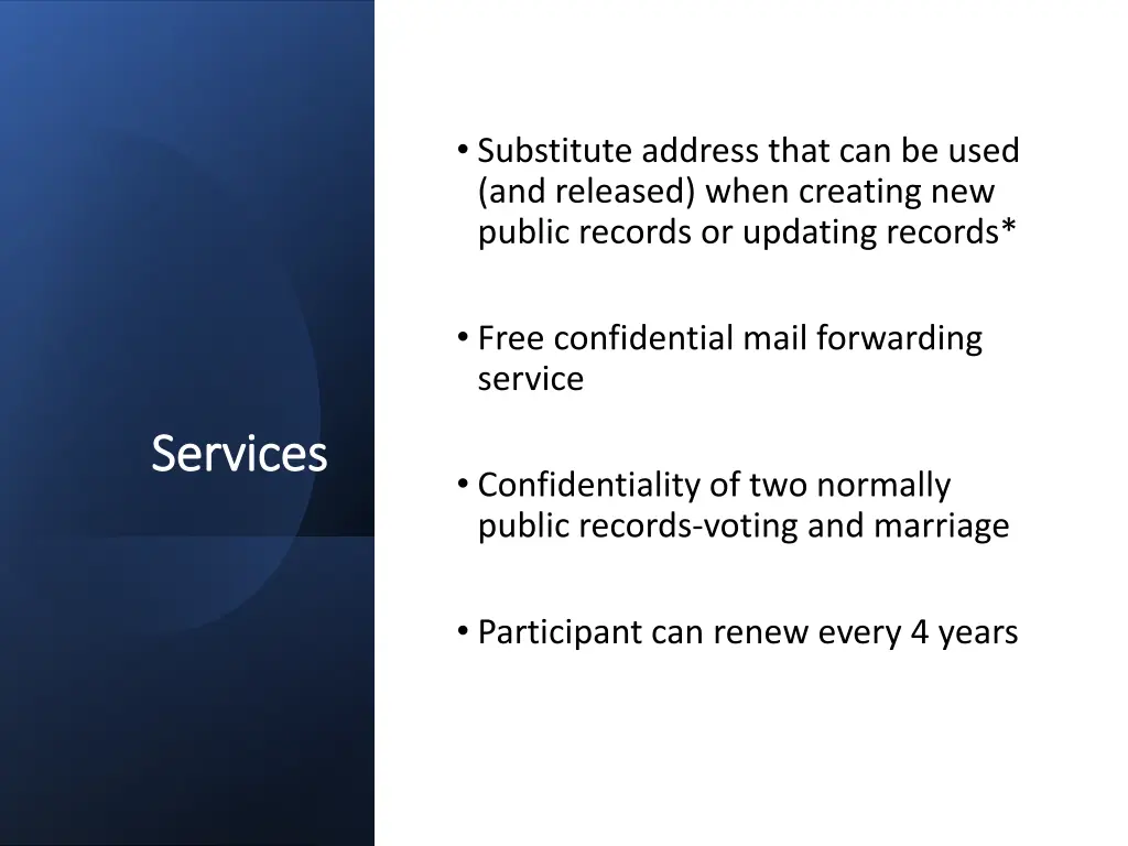 substitute address that can be used and released