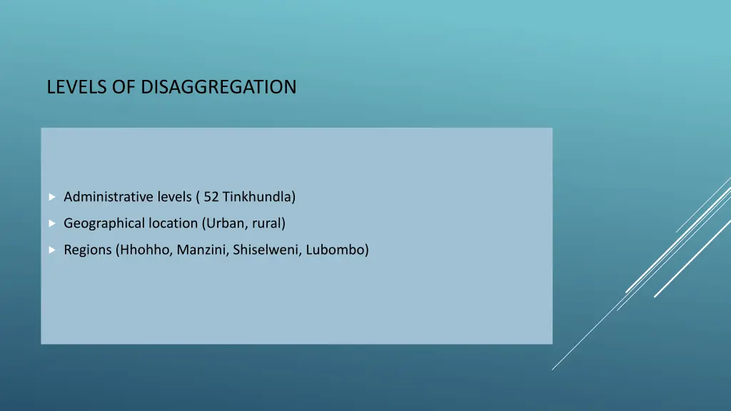 levels of disaggregation