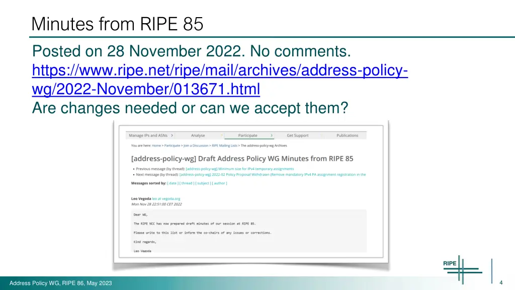 minutes from ripe 85 posted on 28 november 2022
